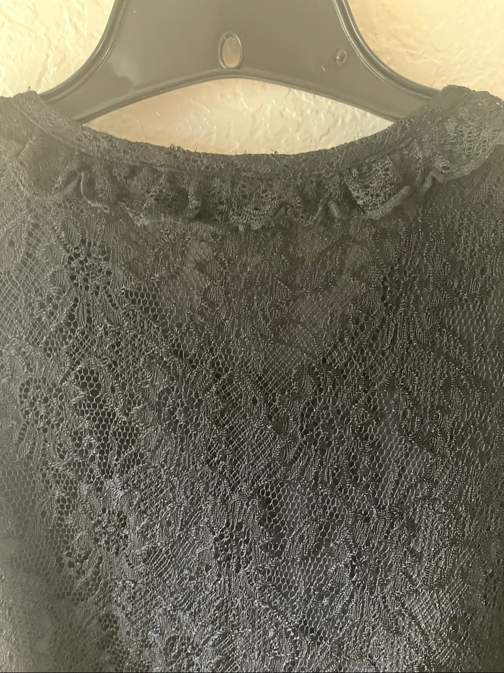Black Lace Ruffle Button-Front Blouse - Picture 12 of 17